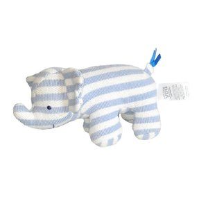 2016 Just One You Carter's Blue White Striped Elephant Rattle Plush Lovey Toy 7"